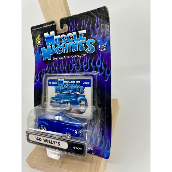 MUSCLE MACHINES 1940 JEEP WILLYS PICKUP TRUCK BLUE 1/64 Diecast B2 01-71 - Picture 3 of 4